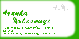 aranka molcsanyi business card